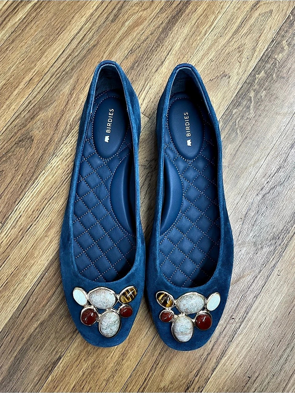 Birdies The Hummingbird Suede Stone Flat Embellished Blue Flats US 7.5 Like New